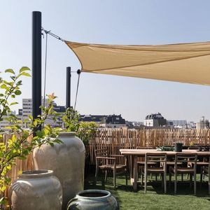 Rooftop roller shade sails