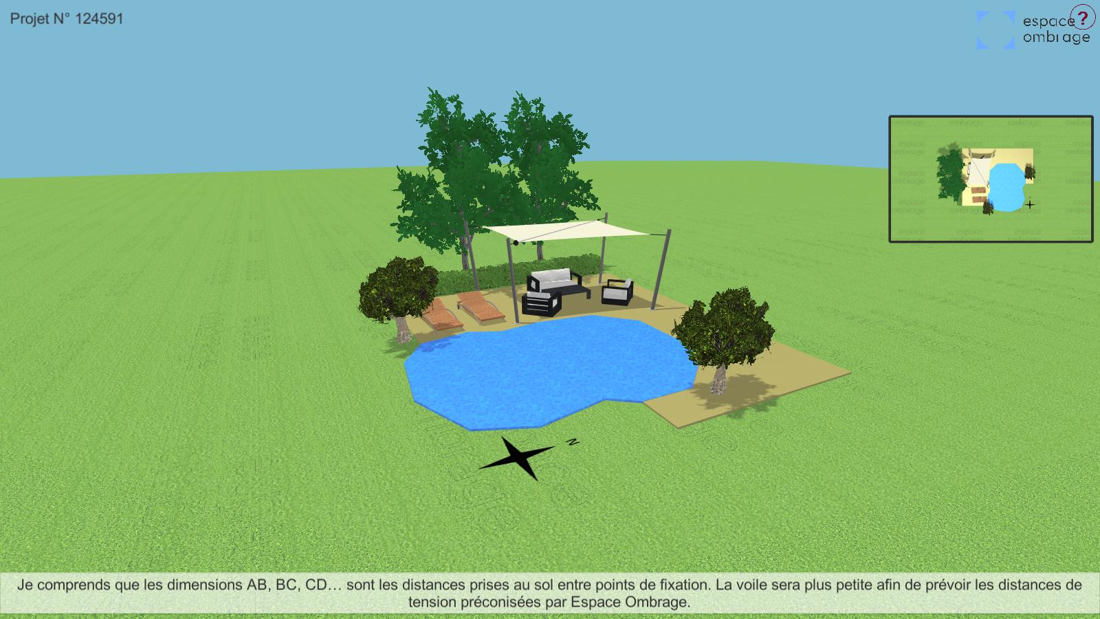 Un visuel 3D de voiles d'ombrage fait par un paysagiste