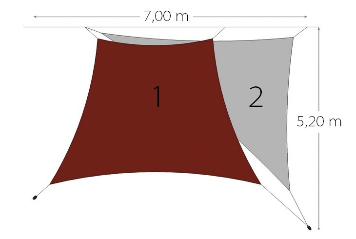 1 triangle + 1 trapeze Australe 220 shade sail - shade sail pack