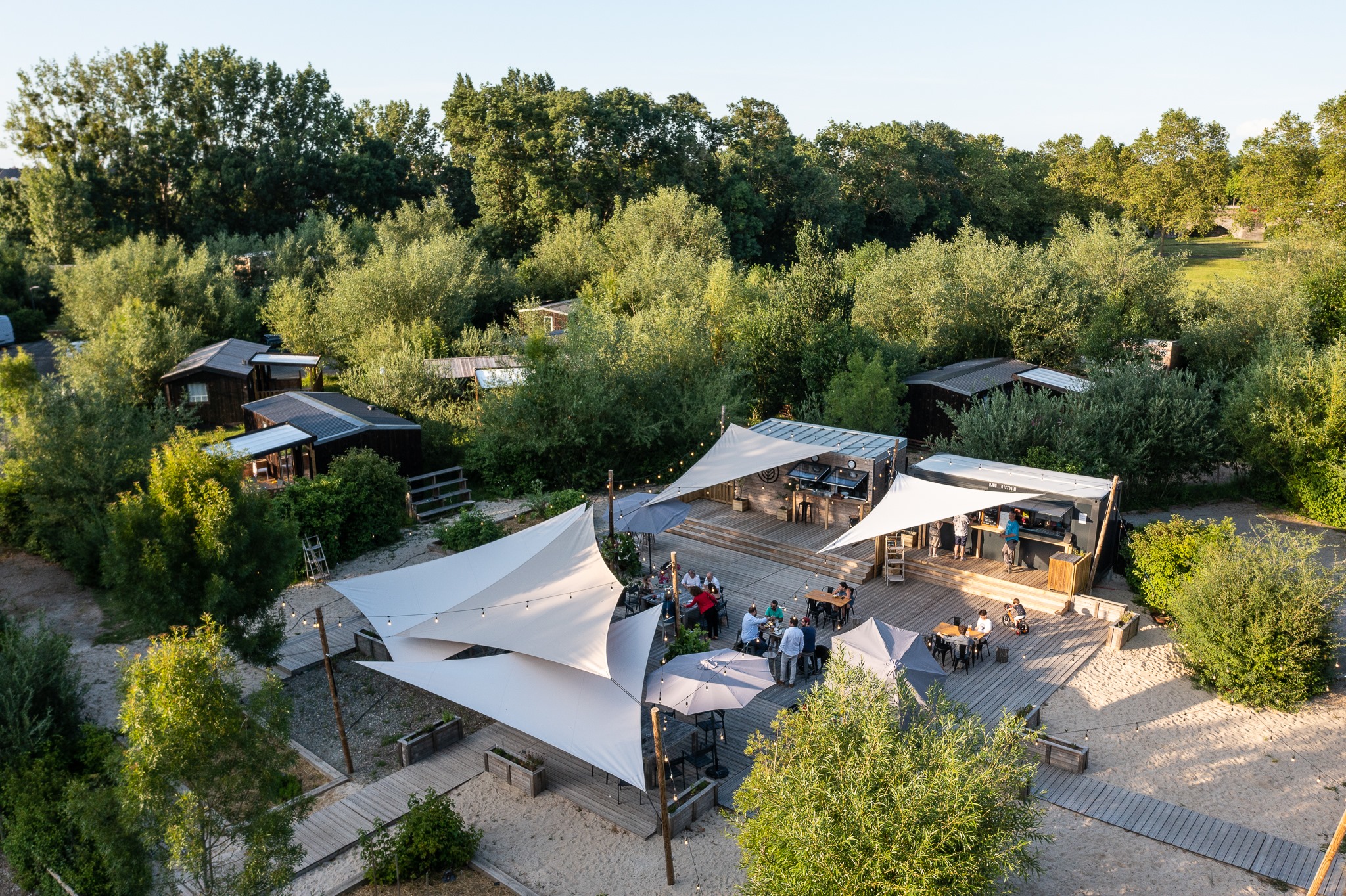 Waterproof shade sail of a restaurant